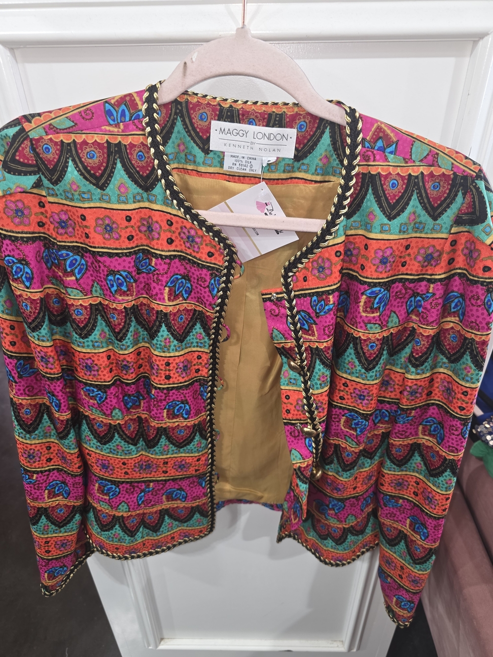 Maggy London Colorful Embroidered Jacket - Pink, Orange, Teal